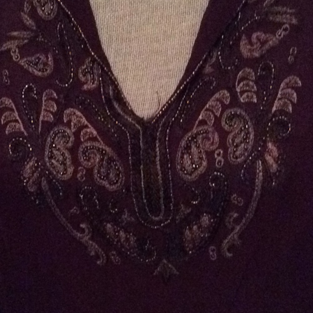 NWT Emma Black sheer blouse embroidered!